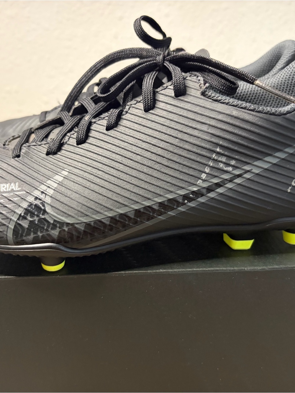 Nike Men's Black Soccer Cleats with Neon Yellow Studs